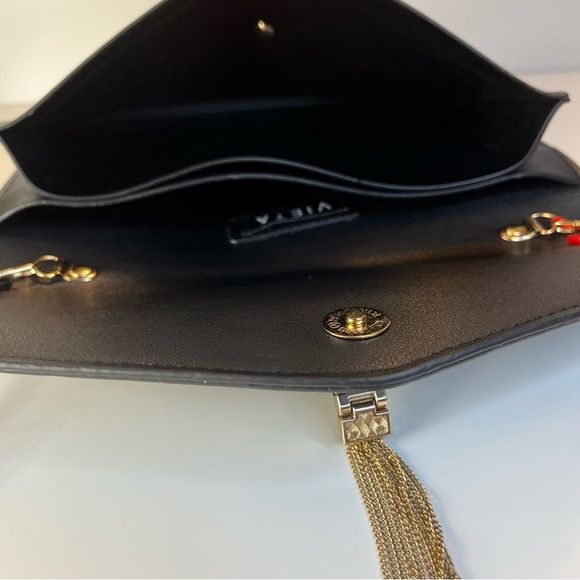 NWT VIETA ELLIANA BLACK FOLD-OVER CLUTCH - Picture 9 of 11